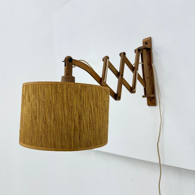 Vintage Teak Scissors Wall Lamp, 1960s For Sale - Image 4 of 18