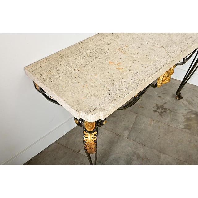 Gray French 19th Century Parcel Gilt Wall-Mounting Iron Console For Sale - Image 8 of 11