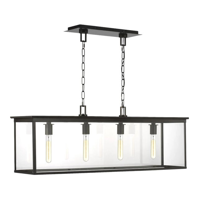 Chapman & Myers by Visual Comfort Studio Freeport Linear Outdoor Chandelier, Copper For Sale