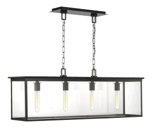 Chapman & Myers by Visual Comfort Studio Freeport Linear Outdoor Chandelier, Copper