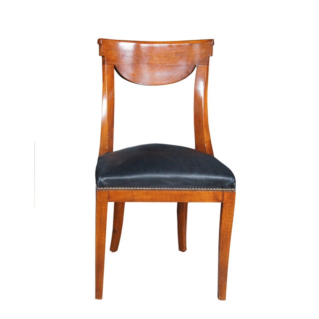 Vintage Italian Fiorini Klismos side dining chair. Made of solid cherry featuring Biedermeier and Regency styling with...