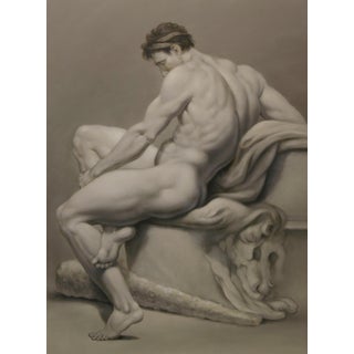 Figure in Balance - Classical Male Nude - Oil on Canvas For Sale