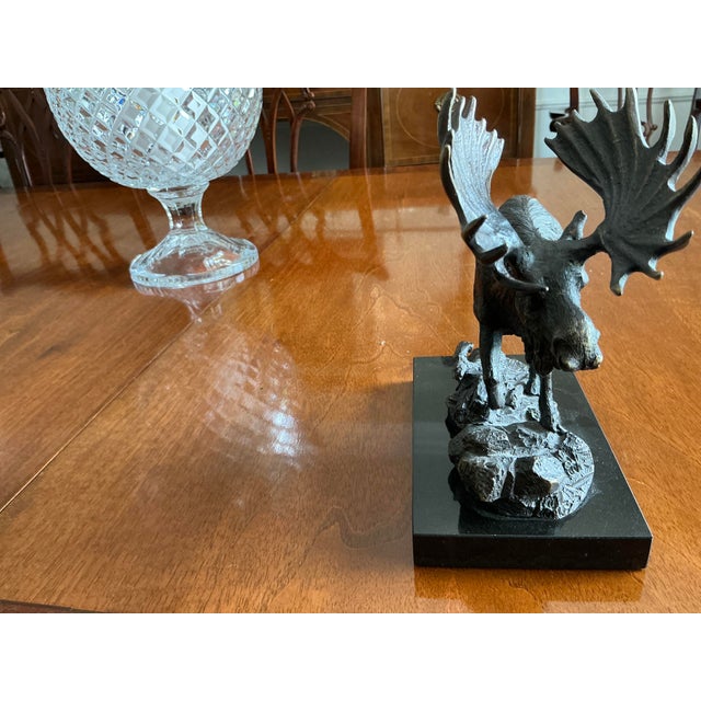 1970s Vintage Cast Solid Brass With Bronze, Finish, Moose Sculpture/Doorstop - Style After Robert B Tate’s For Sale - Image 5 of 6
