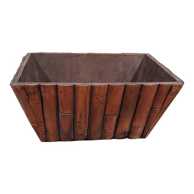 Bamboo Rattan Rectangular Planter / Organizer / Accent Piece For Sale
