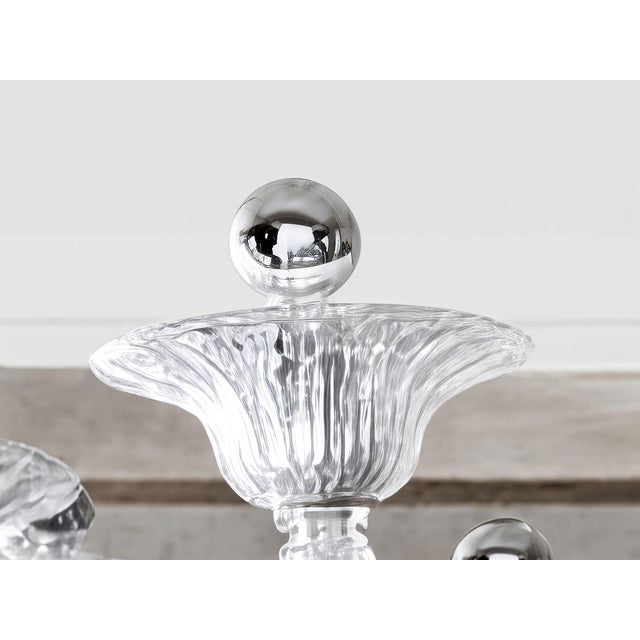 Transparent Custom Contemporary Italian 8-Arm Seeded Murano Glass Chandelier With Silver Accents For Sale - Image 8 of 10