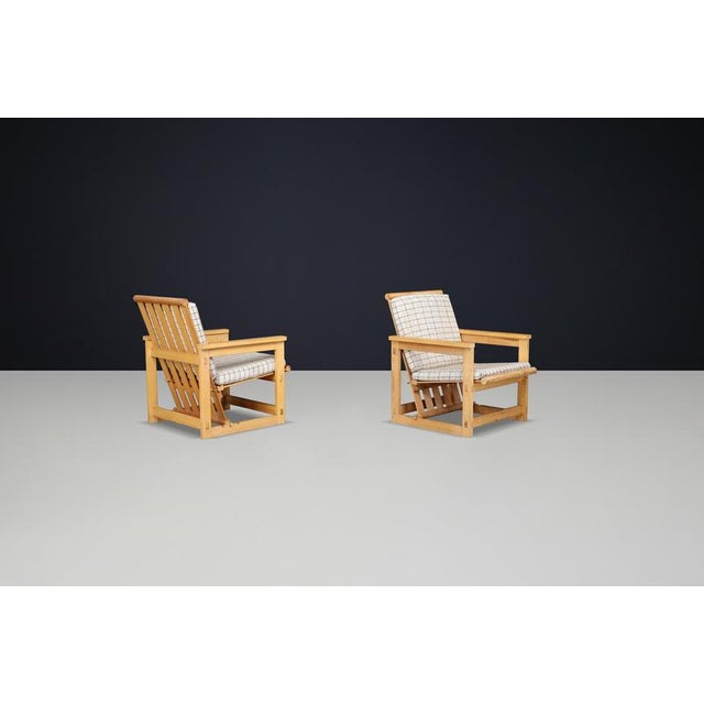 Brown Set of Lounge Chairs in Pine Model Trybo by Edvin Helseth, Norway 1960s For Sale - Image 8 of 12