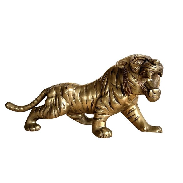 Mid-Century Brass Handmade Tiger Sculpture, 1970s For Sale - Image 12 of 12