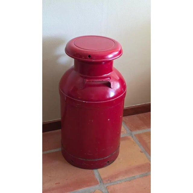 Farmhouse Vintage Penn-Michigan 10-Gal Steel Milk Can Red With Lid & Handles For Sale - Image 3 of 7