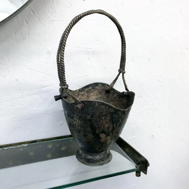 1960s Taxco Patinated Silverplate Heart Basket Mexico For Sale - Image 10 of 10