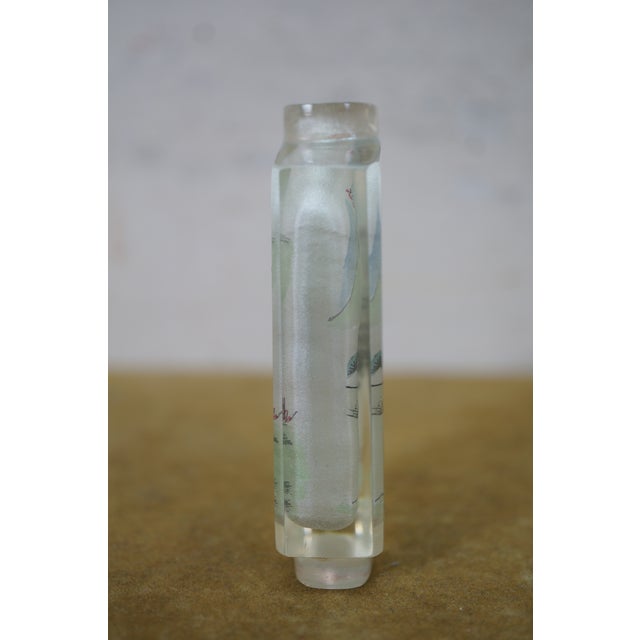 Antique Chinese Chinoiserie Reverse Painted Tobacco Snuff Bottle 3.5" For Sale - Image 9 of 16