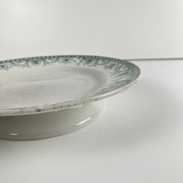 Cream Presentation Plate on Foot in Ironstone from Moulins Des Loups, 1890s For Sale - Image 8 of 14