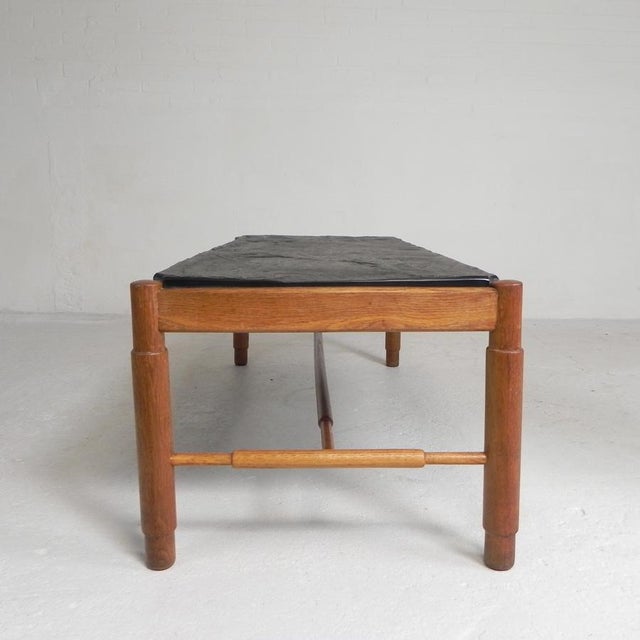 Vintage Oak Coffee Table with Slate Top in Oak Frame, 1960s For Sale - Image 10 of 18