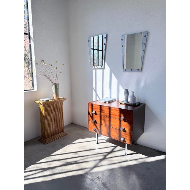 1980s Vintage Mirrors in Chrome and Wood, 1980s, Set of 2 For Sale - Image 5 of 18