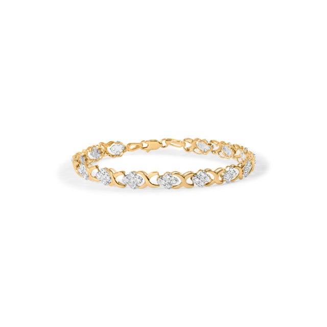 10K Yellow Gold 1.00 Cttw Diamond 5 Stone Floral Cluster and