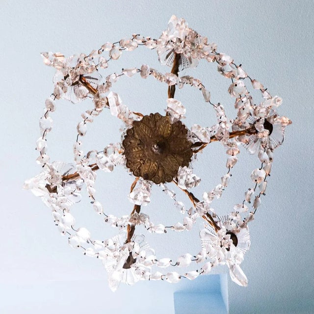 Small French 6-Light Chandelier in Crystal For Sale - Image 4 of 7