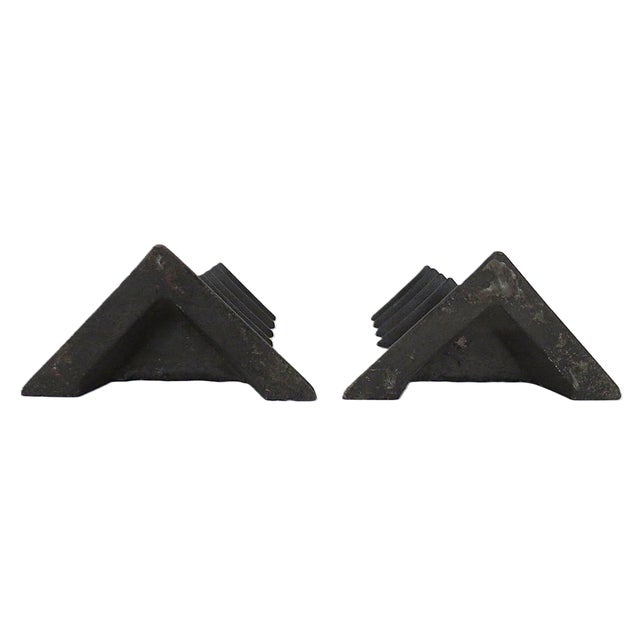 Mid-Century Modern Unique Pair of Chinoiserie Cast Iron Pagoda Bookends Asian Mid Century Modern For Sale - Image 3 of 4