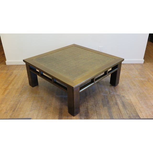 20th Century Asian Rattan Top Low Coffee Table For Sale - Image 4 of 9