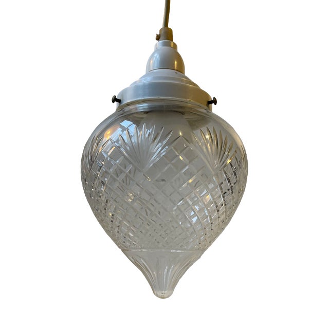 Art Nouveau Jugend Crystal Hallway Pendant Lamp, 1920s For Sale