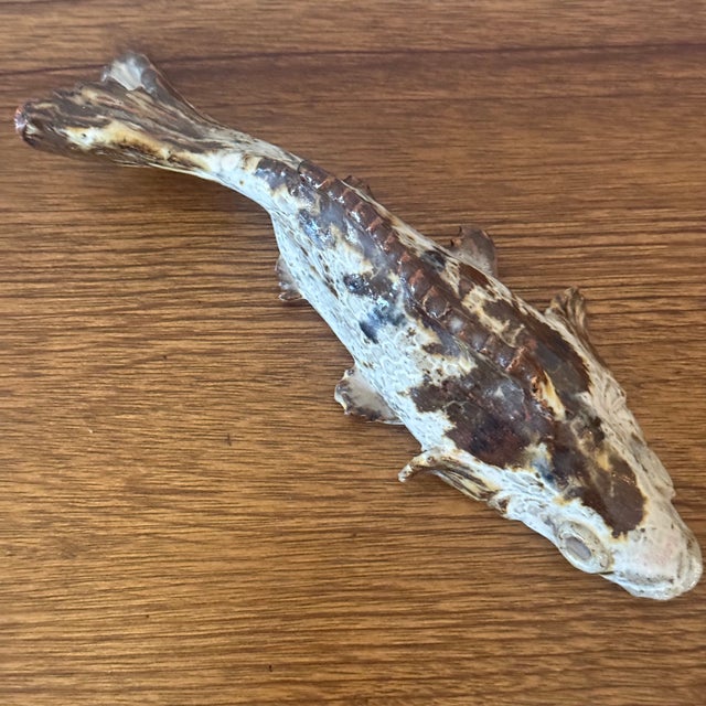 Mid 20th Century Vintage American Folk Art Pottery Fish Sculpture - Hand-Sculpted Ceramic Decorative Object For Sale - Image 5 of 7