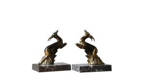 Antelope Bookends on Marble Bases, 1930s, Set of 2