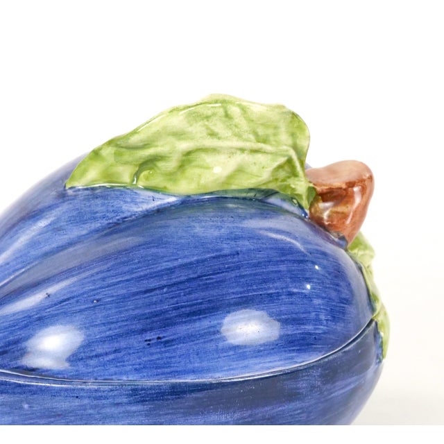 Late 20th Century Italian Majolica Plum-Form Covered Table Ornament, Late 20th Century For Sale - Image 5 of 11