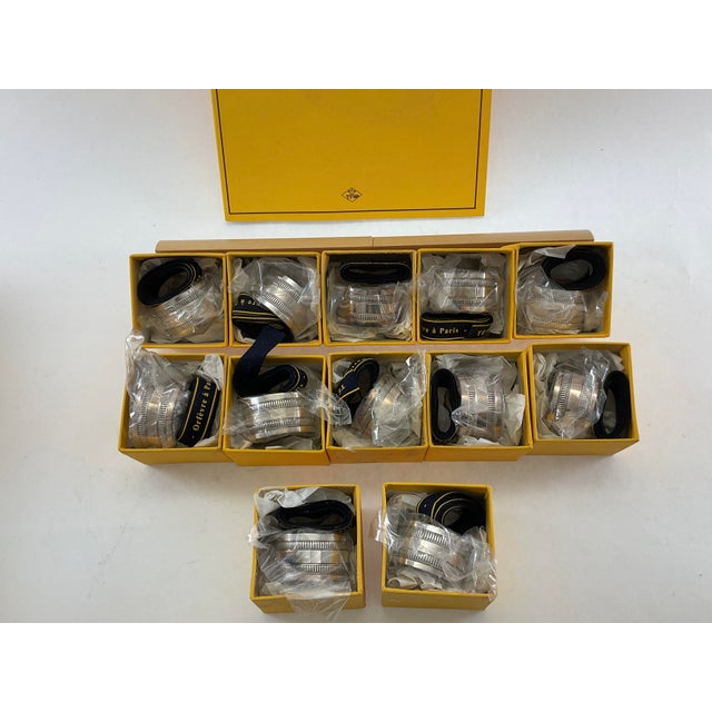 New 1990s Set of 12 Refined Sterling Silver Round Napkin Rings, Gadroon. For Sale In New York - Image 6 of 15