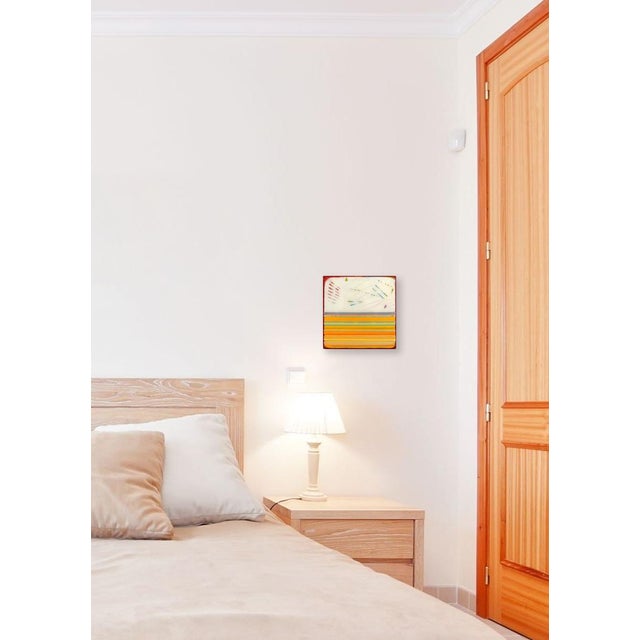 Yellow In Tune 66 - Small Modern Resin Yellow Striped Minimalist Original Artwork by Ricky Hunt For Sale - Image 8 of 9