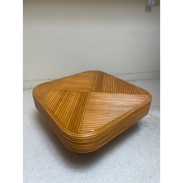 1960s Vintage Rattan Stepped Coffee Table in the Style of Paul Frankl For Sale - Image 5 of 9