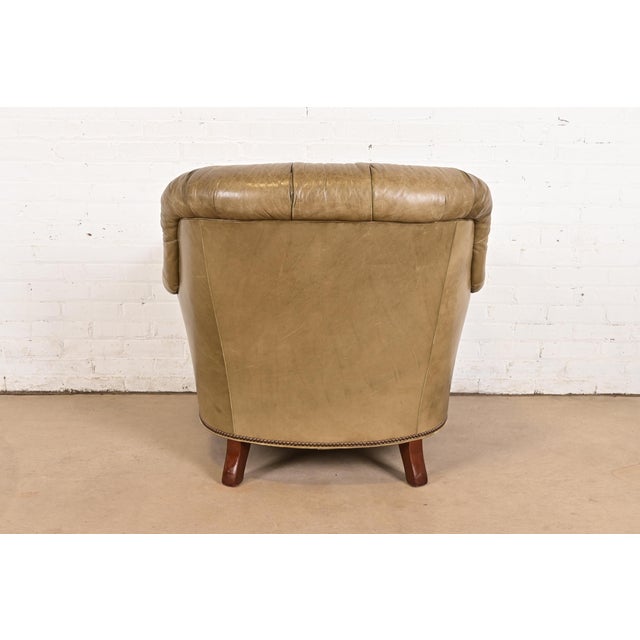 Baker Furniture Stately Homes Collection Late Victorian Tufted Leather Club Chair For Sale - Image 11 of 13