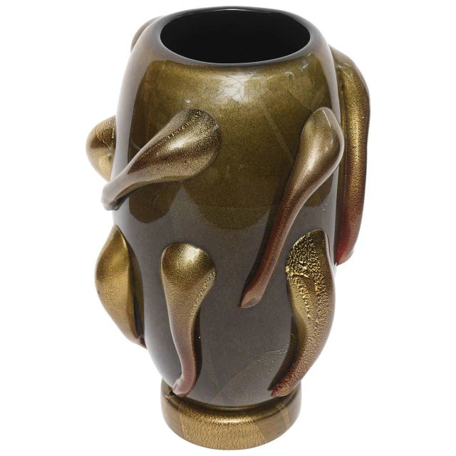 Pino Signoretto Gold Inlaid Vase For Sale