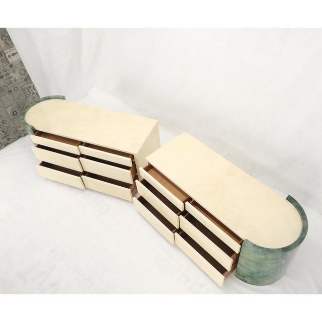 Animal Skin Two Part Side by Side Racetrack Buffed Lacquered Goatskin Dresser Credenza Mint! For Sale - Image 7 of 18