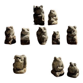 Small Balinese Limestone Frog Sculpture, 2000s For Sale