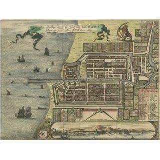 Map of Batavia and Castle on Java by Isaac De Lobel, 1669 For Sale