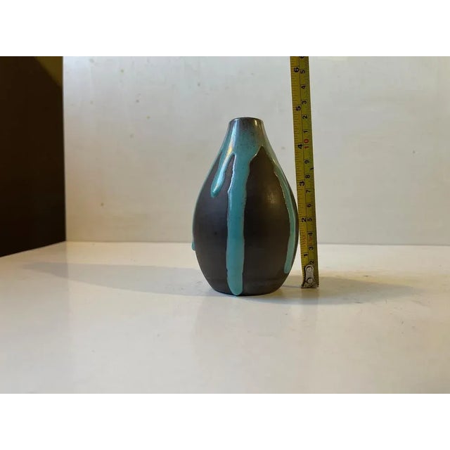 1960s Ceramic Vase with Green Drip Glaze from Helge Østerberg, 1960s For Sale - Image 5 of 7