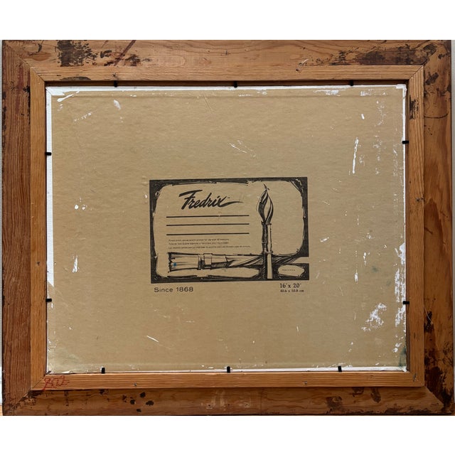 Taupe Vintage Mid-Century Modern Abstract Minimalist Hard Edge Geometric Painting Signed For Sale - Image 8 of 8
