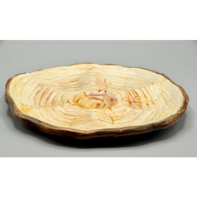 French Trompe l'Oeil Faux Bois Glazed Organic Oyster Plate For Sale - Image 11 of 12