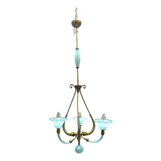 Italian Blue Murano Glass Chandelier, 1950s For Sale