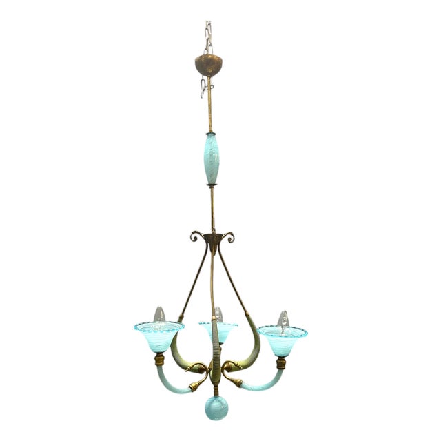 Italian Blue Murano Glass Chandelier, 1950s For Sale