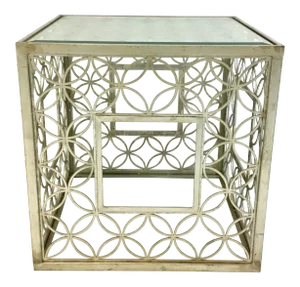 Regina Andrew Modern Silver Metal and Glass Geometric Side Table