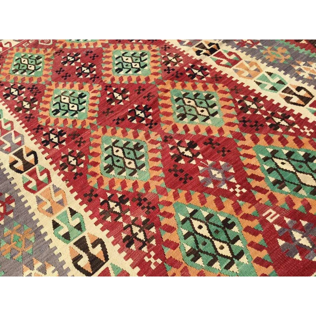 1960s Vintage Turkish Kilim Rug - 73" X 117" For Sale - Image 5 of 12