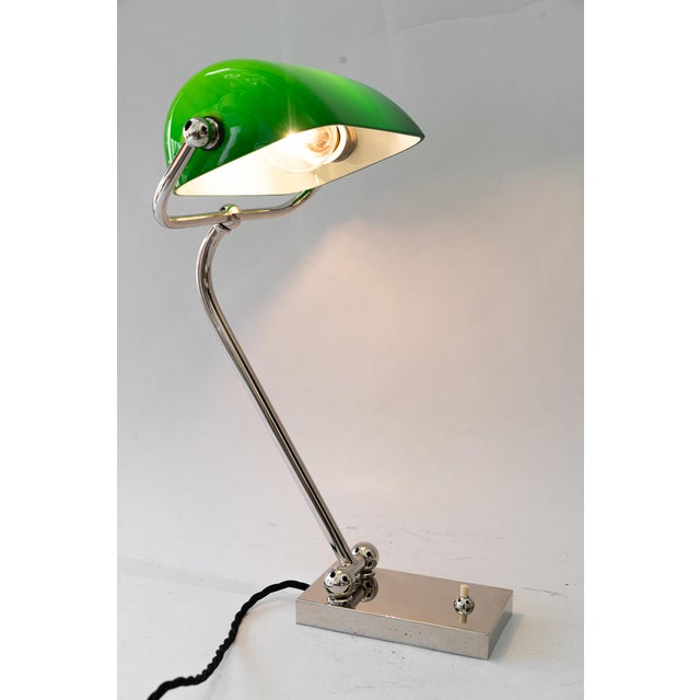 Art Deco Adjustable Nickel-Plated Banker Lamp, Vienna, Austria, 1920s For Sale - Image 14 of 16