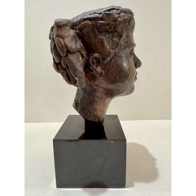 1960s 1960s Larry Mohr Bronze Stylized Female Bust Sculpture Signed From Artist Estate For Sale - Image 5 of 11