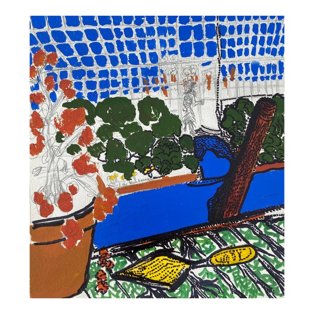 1970s Larry Connatser Garden Landscape Painting For Sale