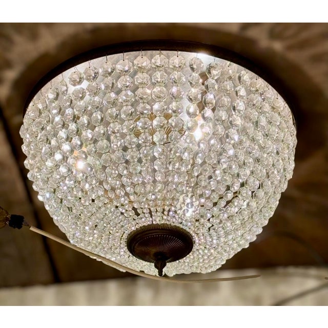 Crystal Ceiling Light in Empire Style, 1920 For Sale - Image 4 of 8