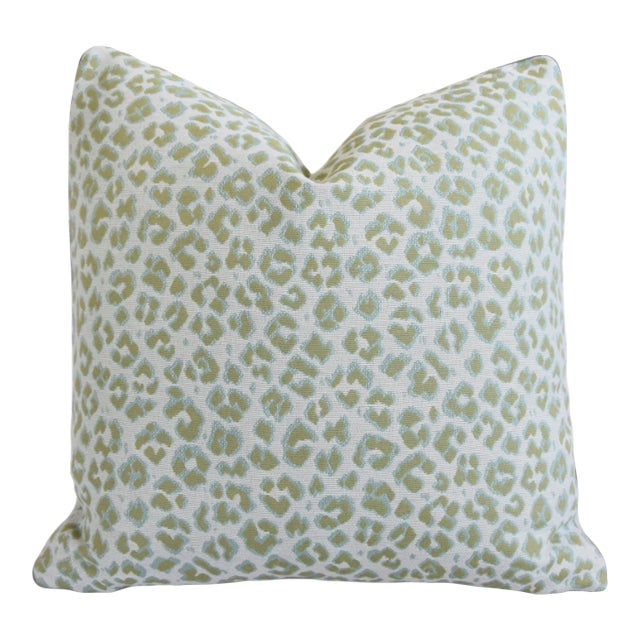 Designer Kravet Cheetah Leopard Spot Feather/Down Pillow 21” Square For Sale