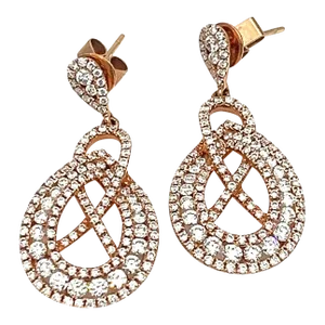 3.66 Ct Rose Gold Dangle Earrings - 2 Pieces