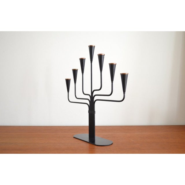 Bauhaus Swedish Candleholder by Gunnar Ander for Ystad-Metall, 1960s For Sale - Image 3 of 5