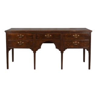 English 19th Century Oak Sideboard with Five Drawers and Carved Spandrels For Sale