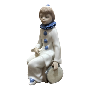 Vintage Porcelain Casades Clown Eith Tambourine Figure Made in Spain
