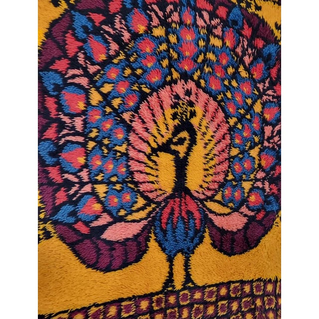 Mid-Century Modern Peacock Tapestry or Rug by Ege Taepper, Denmark, 1970s For Sale - Image 3 of 5